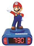Lexibook - Nintendo Super Mario - Wecker Nachtlicht, Leuchtfigur, Auswahl aus 6 Alarmen, 6 Soundeffekten, Uhr, Wecker für Jungen und Mädchen, Snooze, für 3 plus Jahren, Blau/Rot - RL800NI